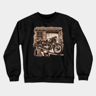 Motorcycle, Retro Garage Vintage Biker Art Crewneck Sweatshirt